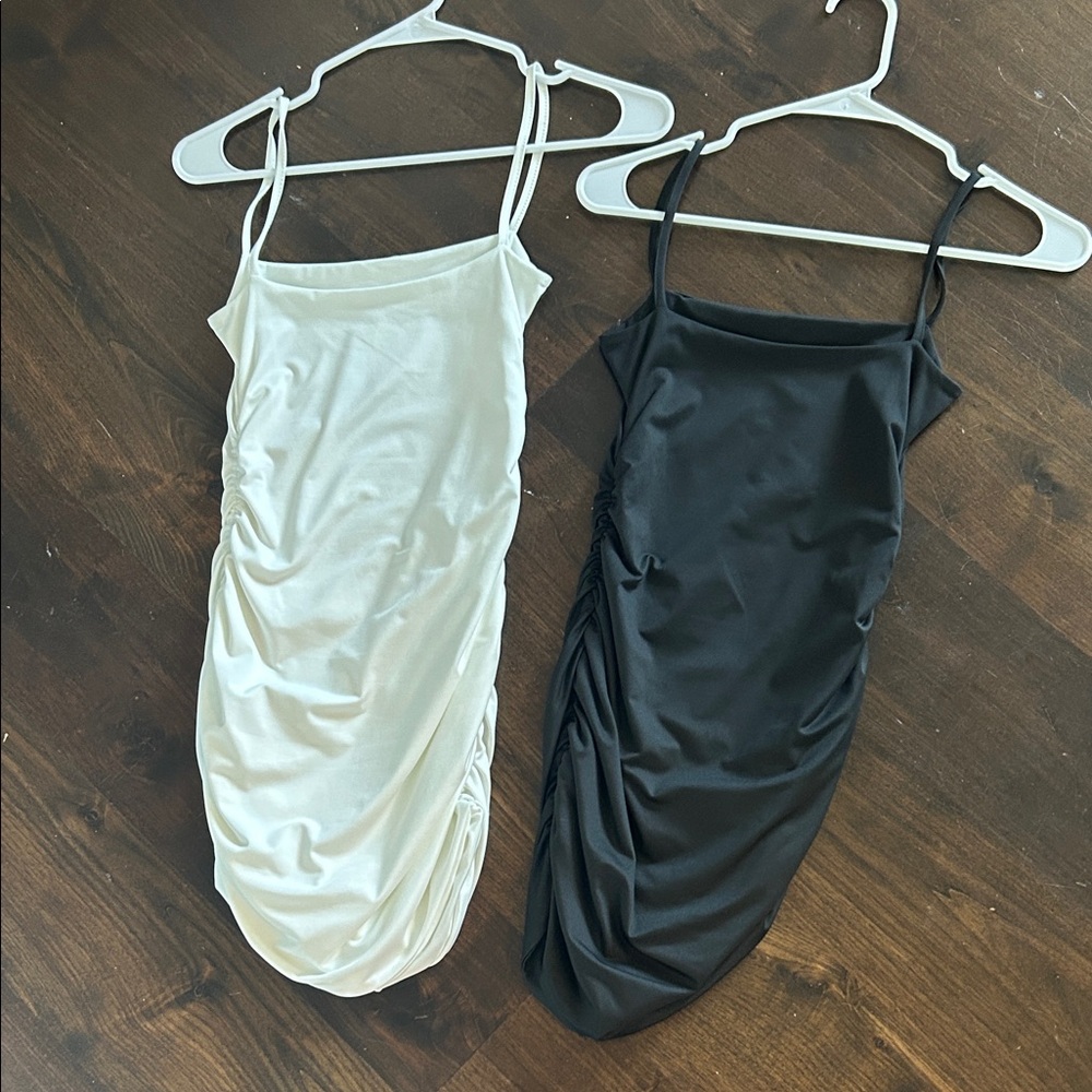 Form fitting black and white dress